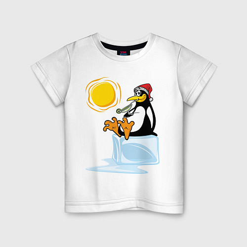 Детская футболка Пингвин на солнце / Белый – фото 1