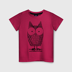 Футболка хлопковая детская Owl grafic, цвет: маджента