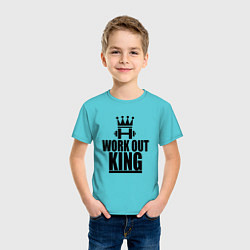 Футболка хлопковая детская WorkOut King цвета бирюзовый — фото 2