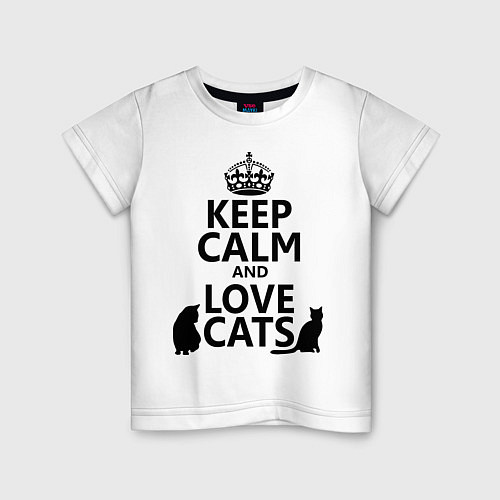 Детская футболка Keep Calm & Love Cats / Белый – фото 1