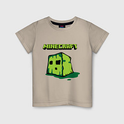 Футболка хлопковая детская Minecraft Creeper, цвет: миндальный