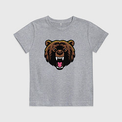 Футболка хлопковая детская Злой медведь, цвет: меланж