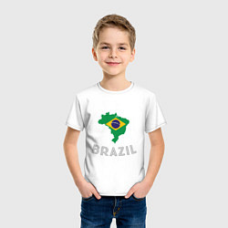 Футболка хлопковая детская Brazil Country, цвет: белый — фото 2