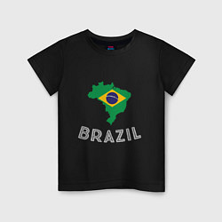 Футболка хлопковая детская Brazil Country, цвет: черный
