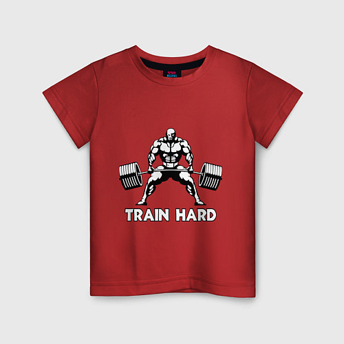 Детская футболка Train hard тренируйся усердно / Красный – фото 1