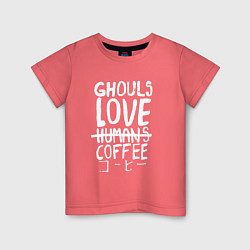 Футболка хлопковая детская Ghouls Love Coffee, цвет: коралловый