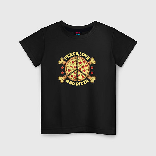 Детская футболка Мир, Любовь и Пицца / Черный – фото 1