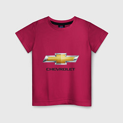 Футболка хлопковая детская Chevrolet логотип, цвет: маджента
