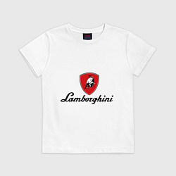 Футболка хлопковая детская Logo lamborghini, цвет: белый