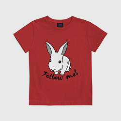 Футболка хлопковая детская Rabbit: follow me, цвет: красный