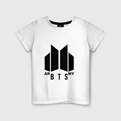 Футболка хлопковая детская BTS ARMY, цвет: белый