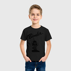 Футболка хлопковая детская Bender monochrome, цвет: черный — фото 2