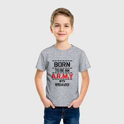 Футболка хлопковая детская Born to be an ARMY BTS, цвет: меланж — фото 2