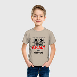 Футболка хлопковая детская Born to be an ARMY BTS, цвет: миндальный — фото 2