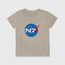 Футболка хлопковая детская NASA N7, цвет: миндальный