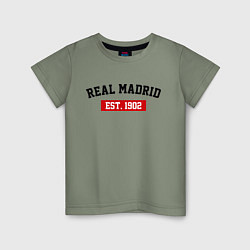 Футболка хлопковая детская FC Real Madrid Est. 1902, цвет: авокадо