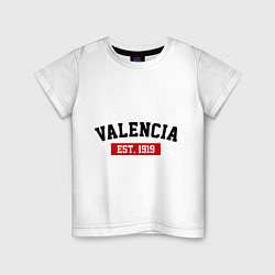 Футболка хлопковая детская FC Valencia Est. 1919, цвет: белый