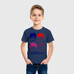 Футболка хлопковая детская The Beatles faces, цвет: тёмно-синий — фото 2