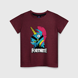 Футболка хлопковая детская Fortnite Unicorn, цвет: меланж-бордовый