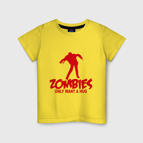 Детская футболка Zombies only want a hug / Желтый – фото 1
