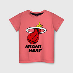 Футболка хлопковая детская Miami Heat-logo, цвет: коралловый