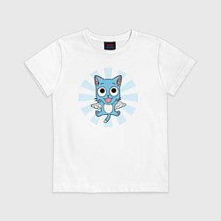 Футболка хлопковая детская Happy Kitty, цвет: белый