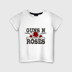 Футболка хлопковая детская Guns n Roses: rock'n'roll, цвет: белый