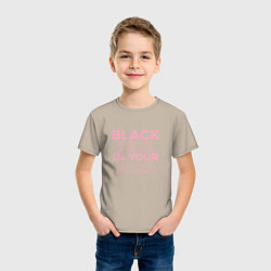 Футболка хлопковая детская Black Pink in youe area, цвет: миндальный — фото 2