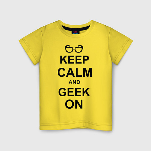Детская футболка Кeep calm and geek on / Желтый – фото 1