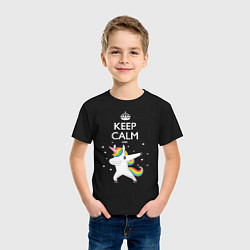 Футболка хлопковая детская Keep Calm & Dab Unicorn, цвет: черный — фото 2