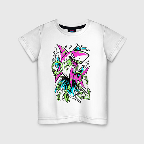 Детская футболка Neon Shark / Белый – фото 1