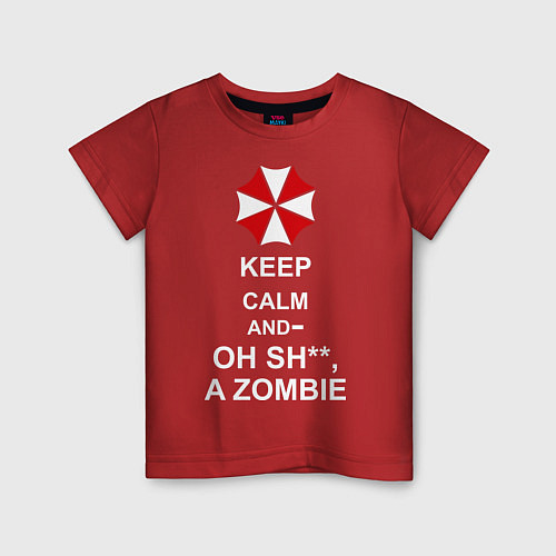 Детская футболка Keep Calm & Oh Sh**, A Zombie / Красный – фото 1