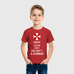 Футболка хлопковая детская Keep Calm & Oh Sh**, A Zombie, цвет: красный — фото 2