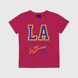Футболка хлопковая детская Lebron 23: Los Angeles, цвет: маджента