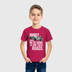 Футболка хлопковая детская We don't need roads, цвет: маджента — фото 2