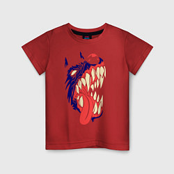Футболка хлопковая детская Разъяренный волк, цвет: красный