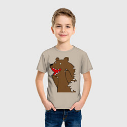 Футболка хлопковая детская Медведь цензурный, цвет: миндальный — фото 2
