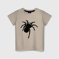 Футболка хлопковая детская Черный паук, цвет: миндальный