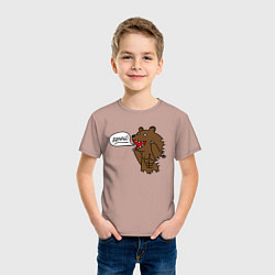 Футболка хлопковая детская Медведь-качок: дрищ, цвет: пыльно-розовый — фото 2