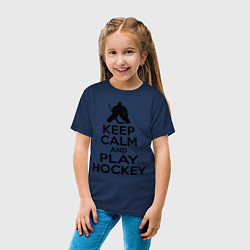 Футболка хлопковая детская Keep Calm & Play Hockey, цвет: тёмно-синий — фото 2
