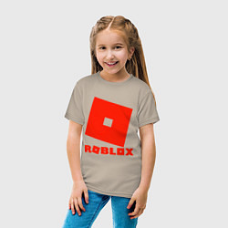 Футболка хлопковая детская Roblox Logo, цвет: миндальный — фото 2