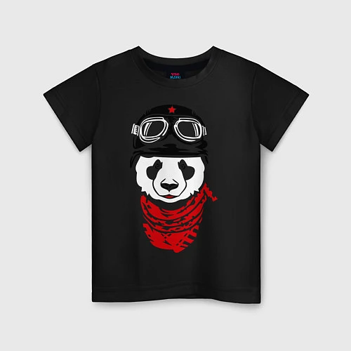 Детская футболка Панда байкер / Черный – фото 1