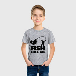 Футболка хлопковая детская Fish like me, цвет: меланж — фото 2