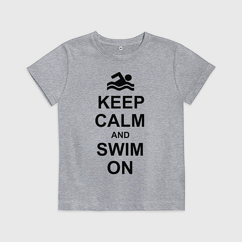Детская футболка Keep Calm & Swim On / Меланж – фото 1