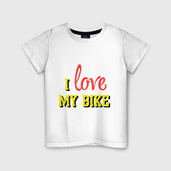 Футболка хлопковая детская I love my bike, цвет: белый