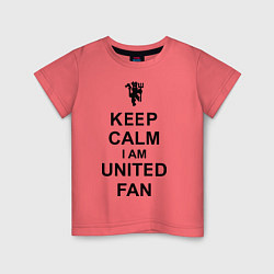 Футболка хлопковая детская Keep Calm & United fan, цвет: коралловый