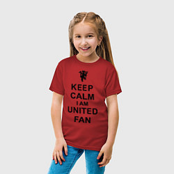 Футболка хлопковая детская Keep Calm & United fan, цвет: красный — фото 2