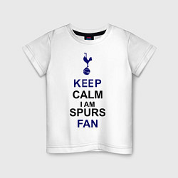 Футболка хлопковая детская Keep Calm & Spurs fan, цвет: белый