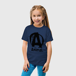 Футболка хлопковая детская Animal Logo, цвет: тёмно-синий — фото 2