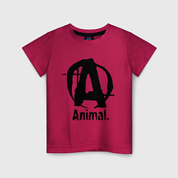 Футболка хлопковая детская Animal Logo, цвет: маджента